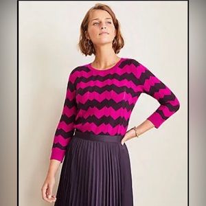 Ann Taylor Chevron Sweater Magenta